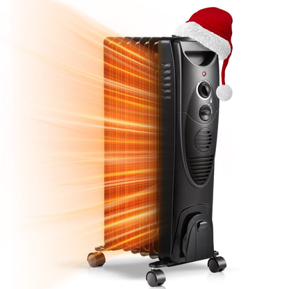 LHRIVER Oil Filled Radiator Space Heater, Adjustable Thermostat, Room Heater (Black)