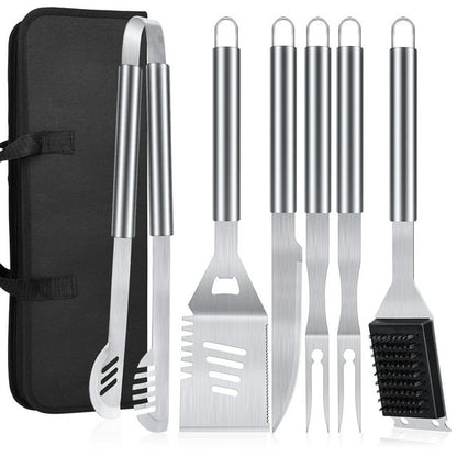 LHRIVER Stainless Steel BBQ Tool Grilling Accessories Kit with Bag for Camping, Kitchen