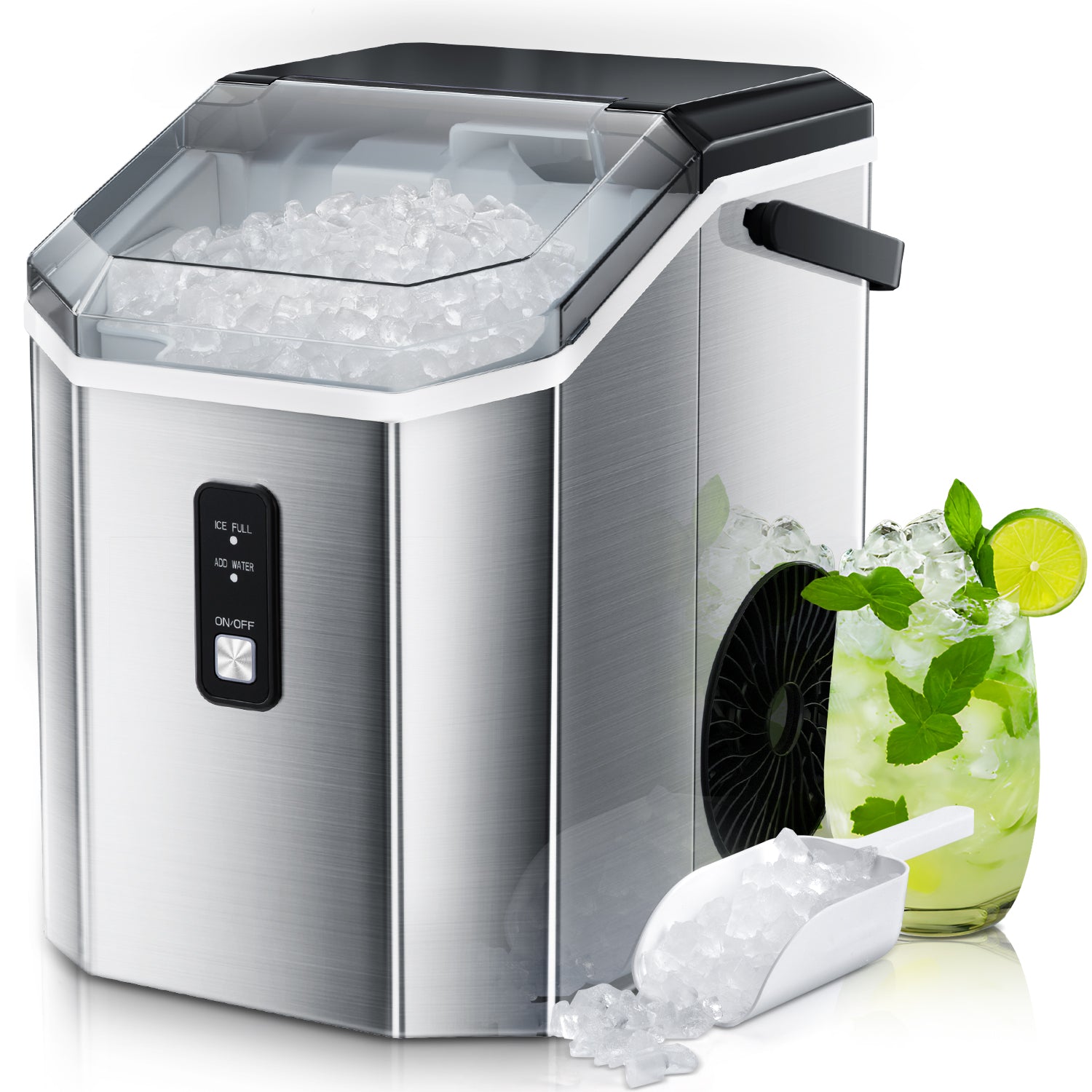 Table Top Dry Ice Machine LHRIVER Nugget Tabletop Ice Maker, 35lbs /24H, Self-Cleaning with Stai ...