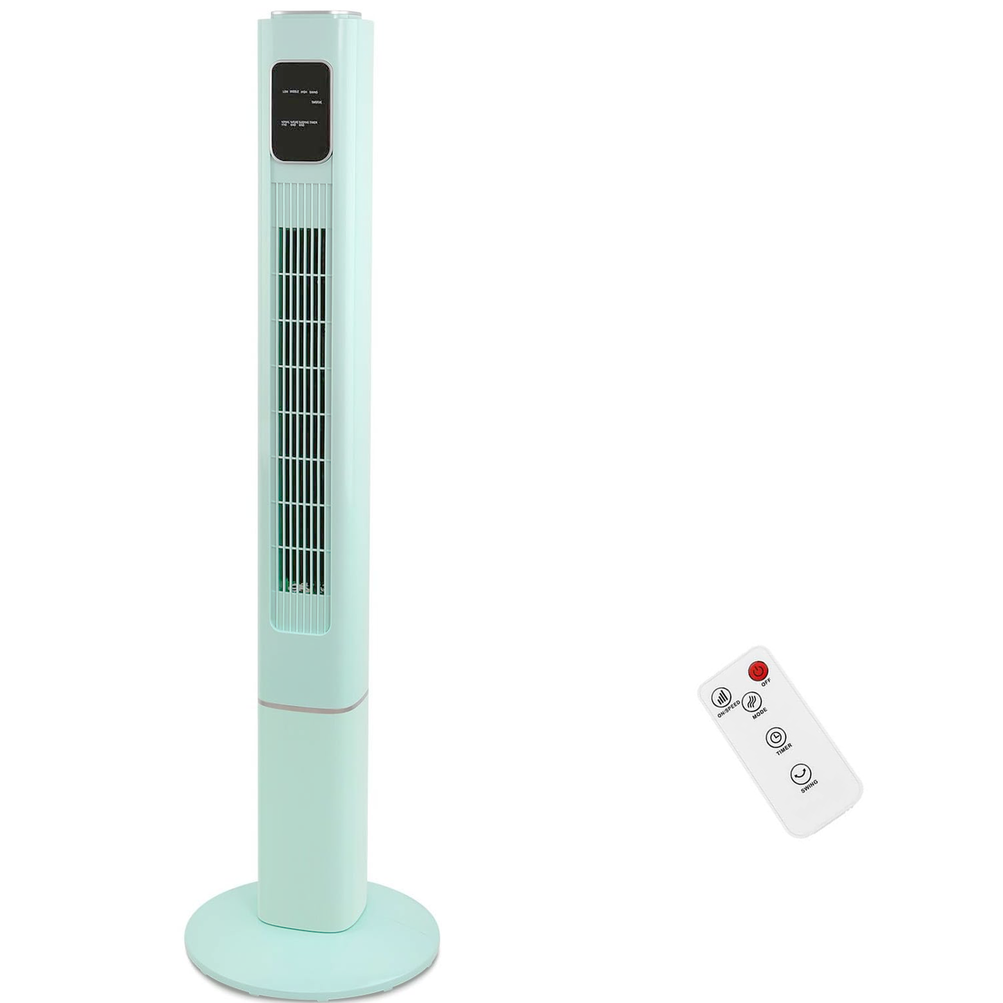 LHRIVER Tower Fan With Remote Control, Bladeless Standing Fan with 3 Modes, LED Display, Built-in Timer, 47 inch, Home/Office