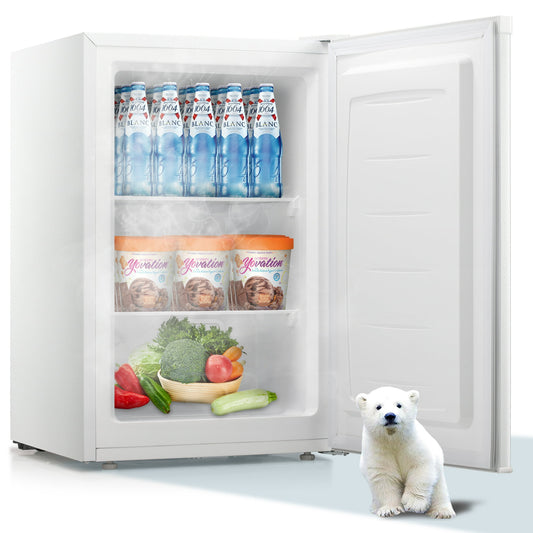 LHRIVER Upright Freezer, Energy Saving 3.0 Cu.ft Single Door Compact Upright Freezer with Reversible Door(White)