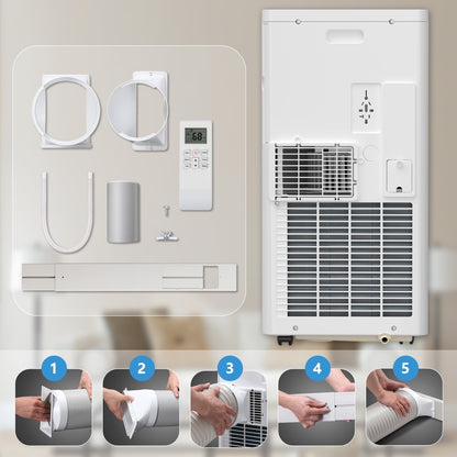 Havato 5000BTU (8000BTU ASHRAE) Portable Air Conditioner with Dehumidifier/Fan/Cooler, Cooling 300 Sq.ft, Remote Control, White