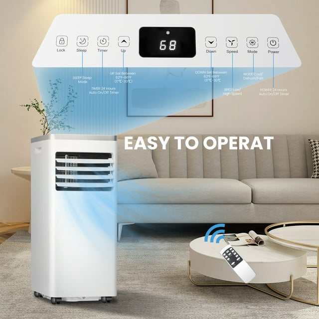 LHRIVER Portable Air Conditioner 5000BTU (8000 BTU Ashare), Cool to 200 Sq.ft, 3 in 1 Portable AC unit with Dehumidifier & Fan, For Home/Office