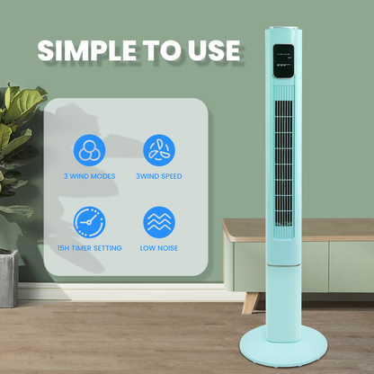 LHRIVER Tower Fan With Remote Control, Bladeless Standing Fan with 3 Modes, LED Display, Built-in Timer, 47 inch, Home/Office