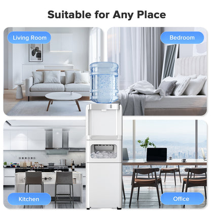 Havato 3 in 1 Water Dispenser with Ice Maker 33lbs 9 ice cubes in 6 minutes Top Loading for 5 Gallon, Child Lock