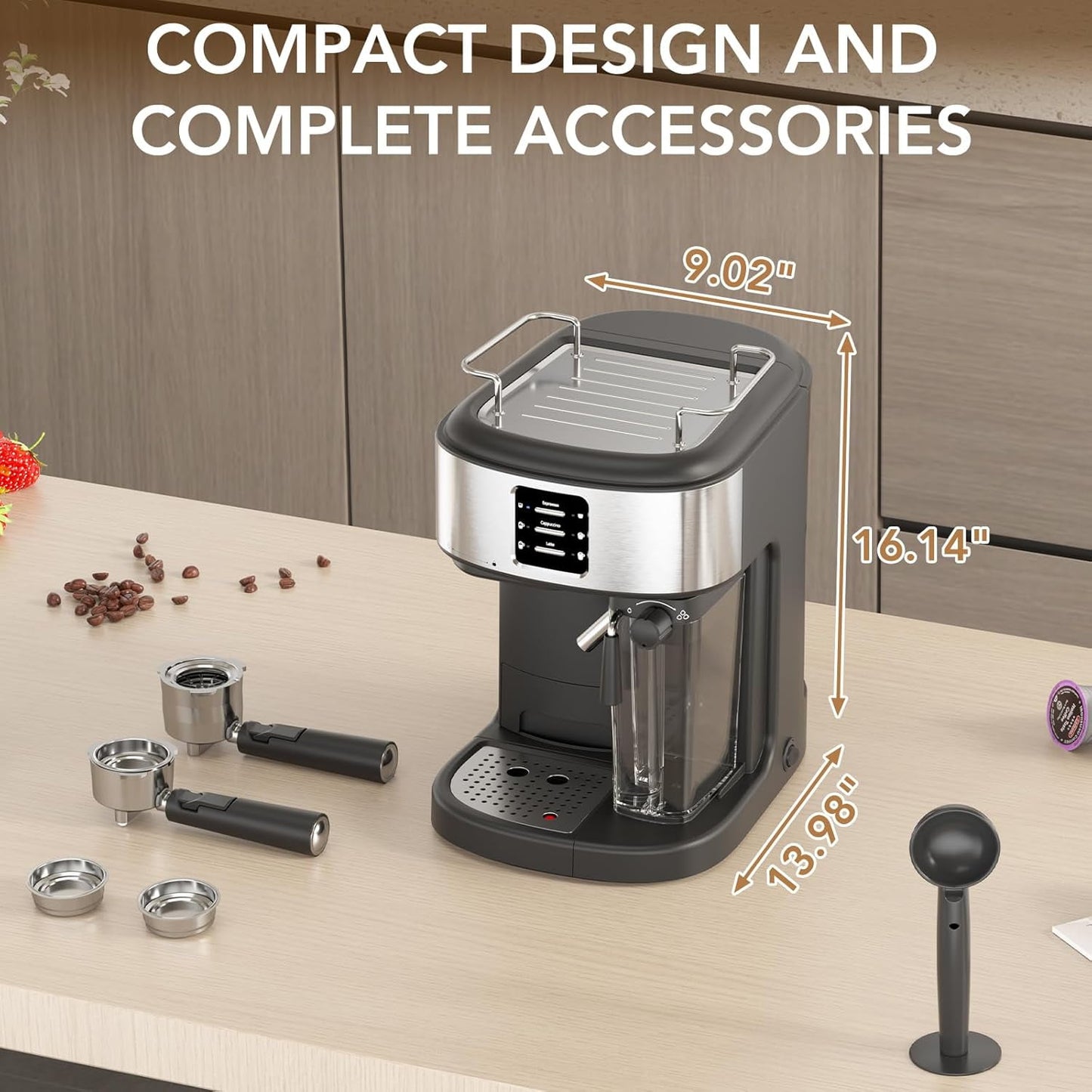Havato 20 Bar Pressure Espresso Machine,Automatic Coffee Maker with 57oz Removable Water Tank and 16oz Removable Milk Tank,3 Kinds of Coffee,Black