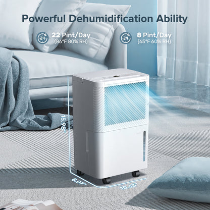 Havato Stylish Portable 22 Pint Dehumidifier, 24-Hour Timer, Basement/Bathroom/Laundry Room