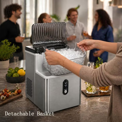 Havato Nugget Ice Maker Countertop, 35lbs/24H, Chewable Nugget Ice Machine with Self-Cleaning Function for Home/Office/Parties