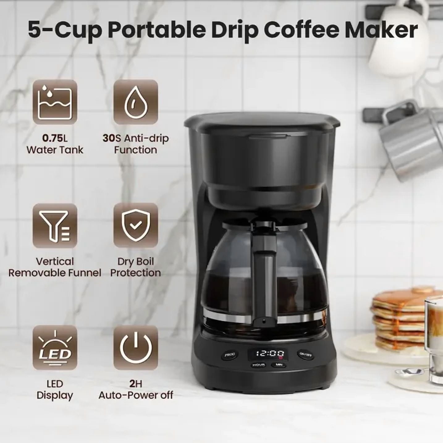 Havato Programmable Coffee Maker with 5-Cup(PROG),Auto-Brew Timer, Kee – LHRIVER