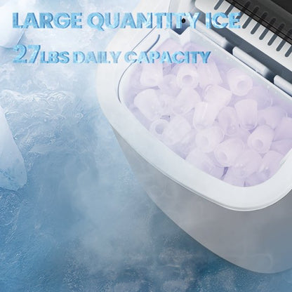 Havato Countertop Ice Maker, 8 Bullet Ice Cubes in 6 Mins, 26lbs/24H, w/ Scoop & Basket, White