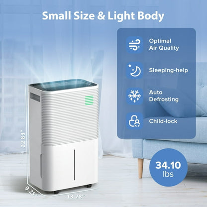 Havato 45-pints/Day High Humidity Dehumidifier w/Washable Filter,3 modes, 24-H Setting, White